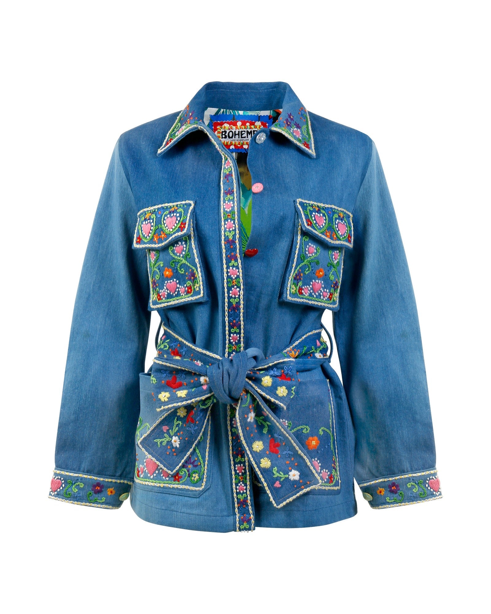  Meghan Los Angeles BOHEME Flower Jacket - Floral Denim - Bonton