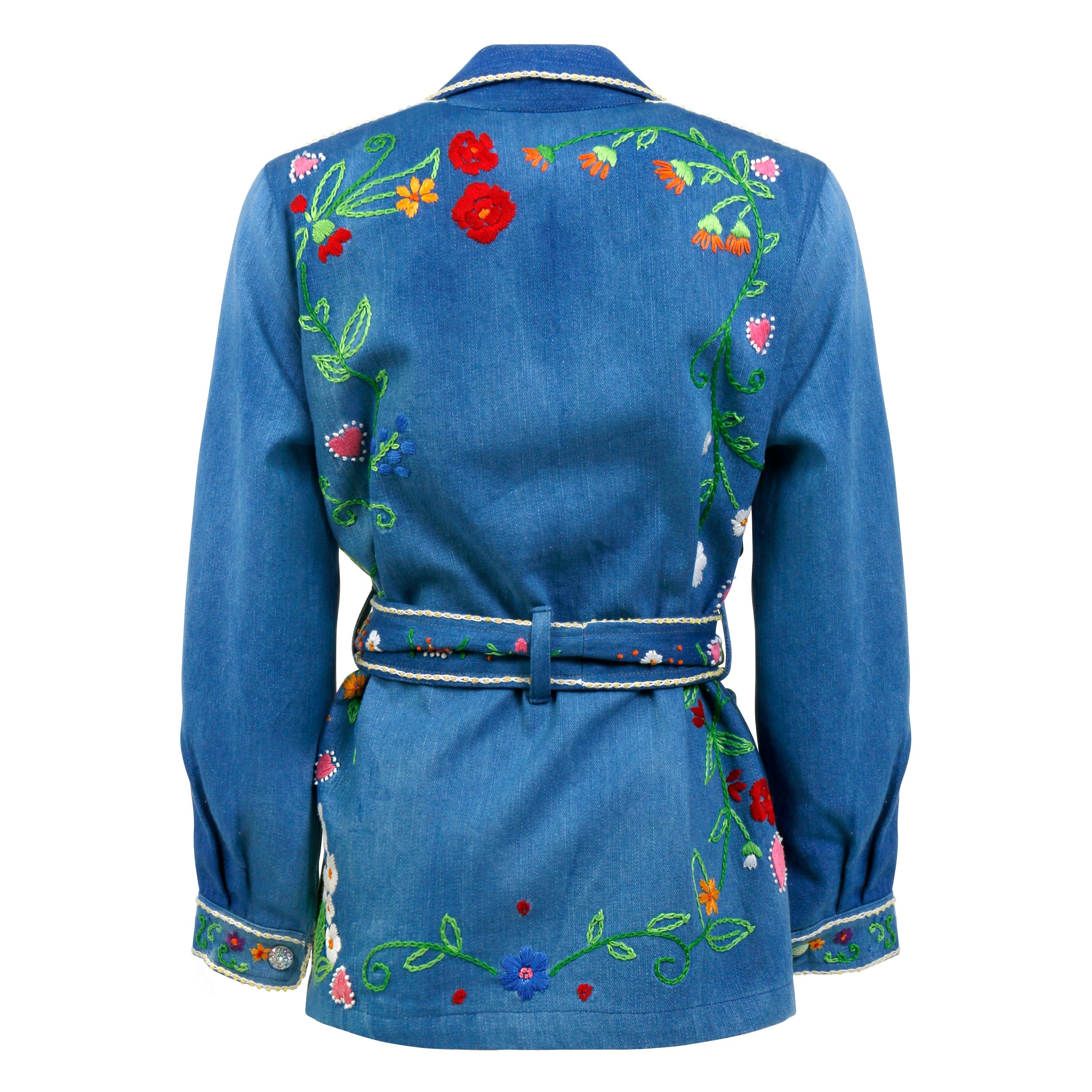  Meghan Los Angeles BOHEME Flower Jacket - Floral Denim - Bonton