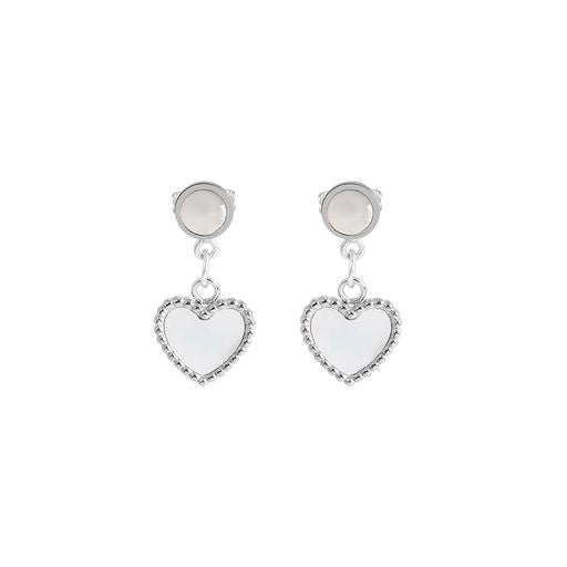  Gemesis Jewels by Edforce Mother of Pearl Heart Shaped Earrings - Silver - Bonton