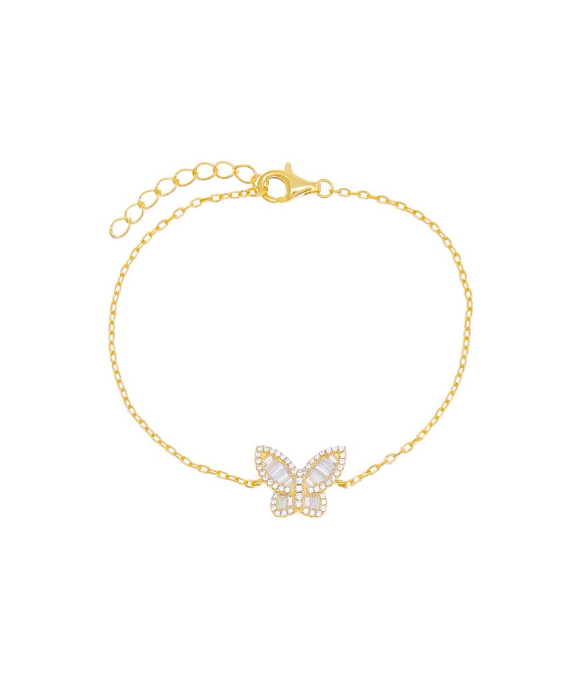  By Adina Eden Pave X Baguette Butterfly Bracelet Gold - Gold - Bonton