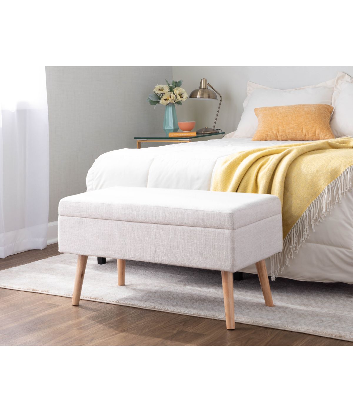  LumiSource Storage Bench Natural & Beige - Natural & Beige - Bonton