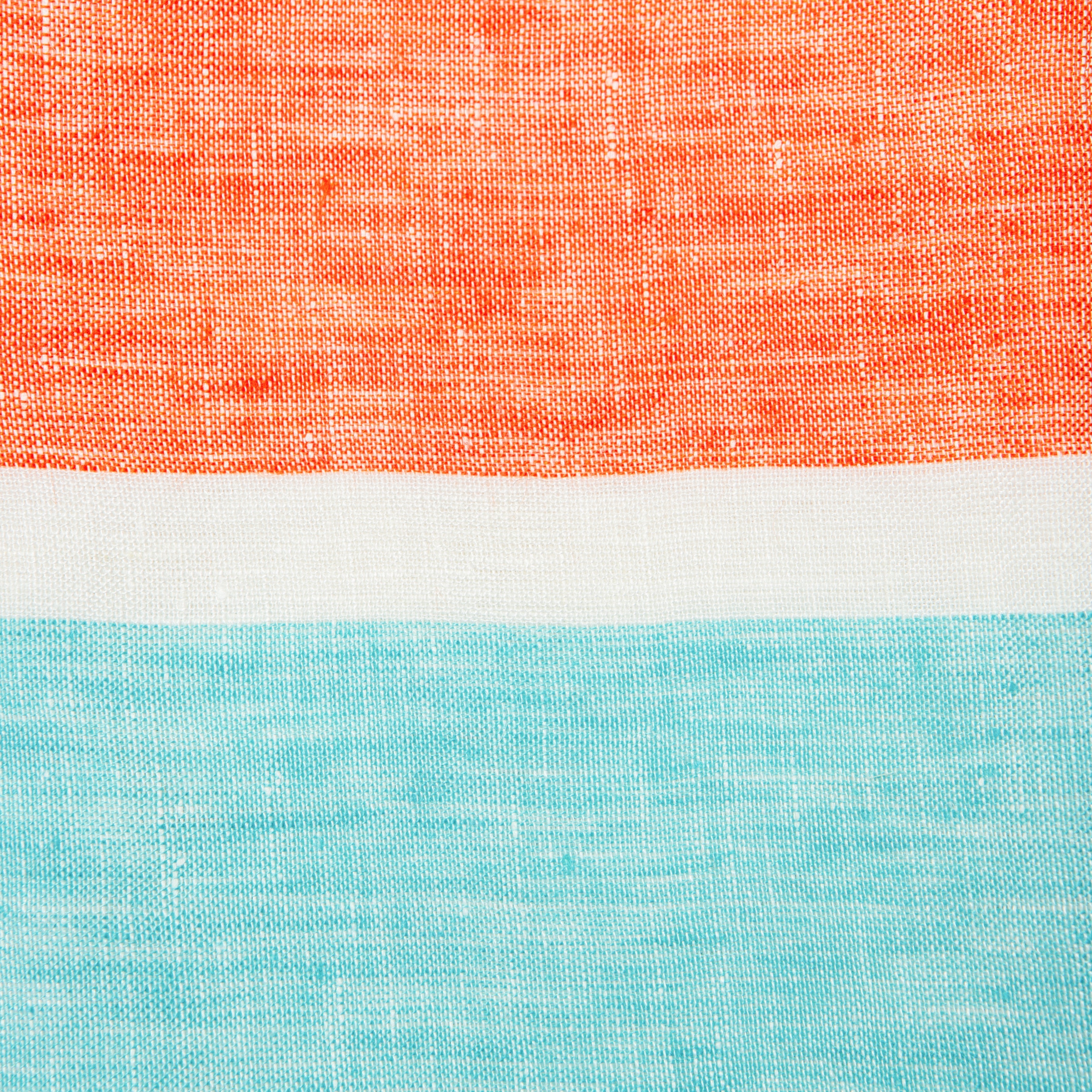  Couleur Nature St. Barts Bold Stripe Linen Turquoise/Orange Napkins Set of 4 - Turquoise/Orange - Bonton