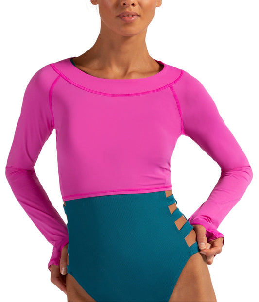 BloqUV Women's UPF 50+ Sun Protection Crop Top-XL-Bubble Gum-1