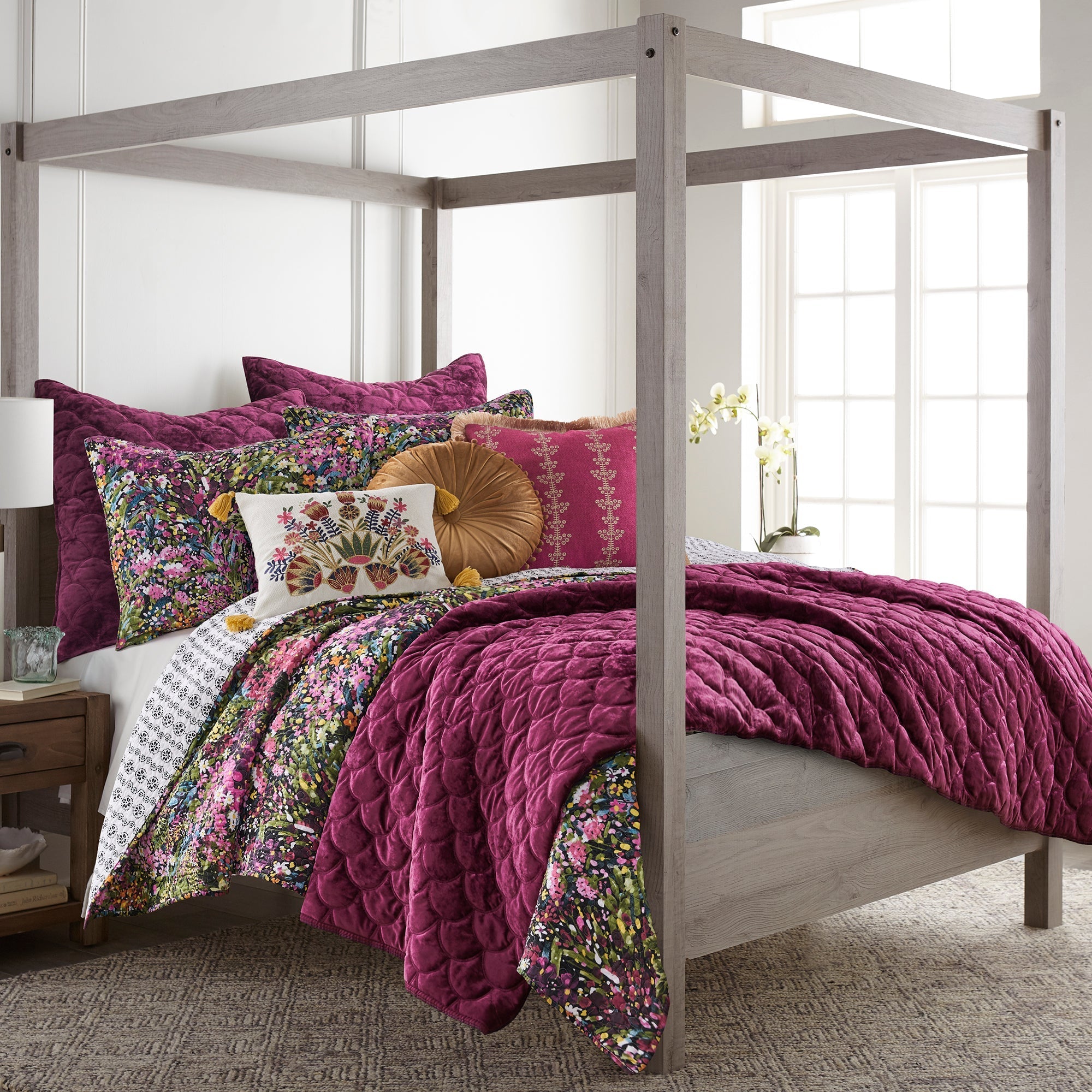  Birch Hill By Levtex Ellora Plum Velvet Quilt - Plum - Bonton