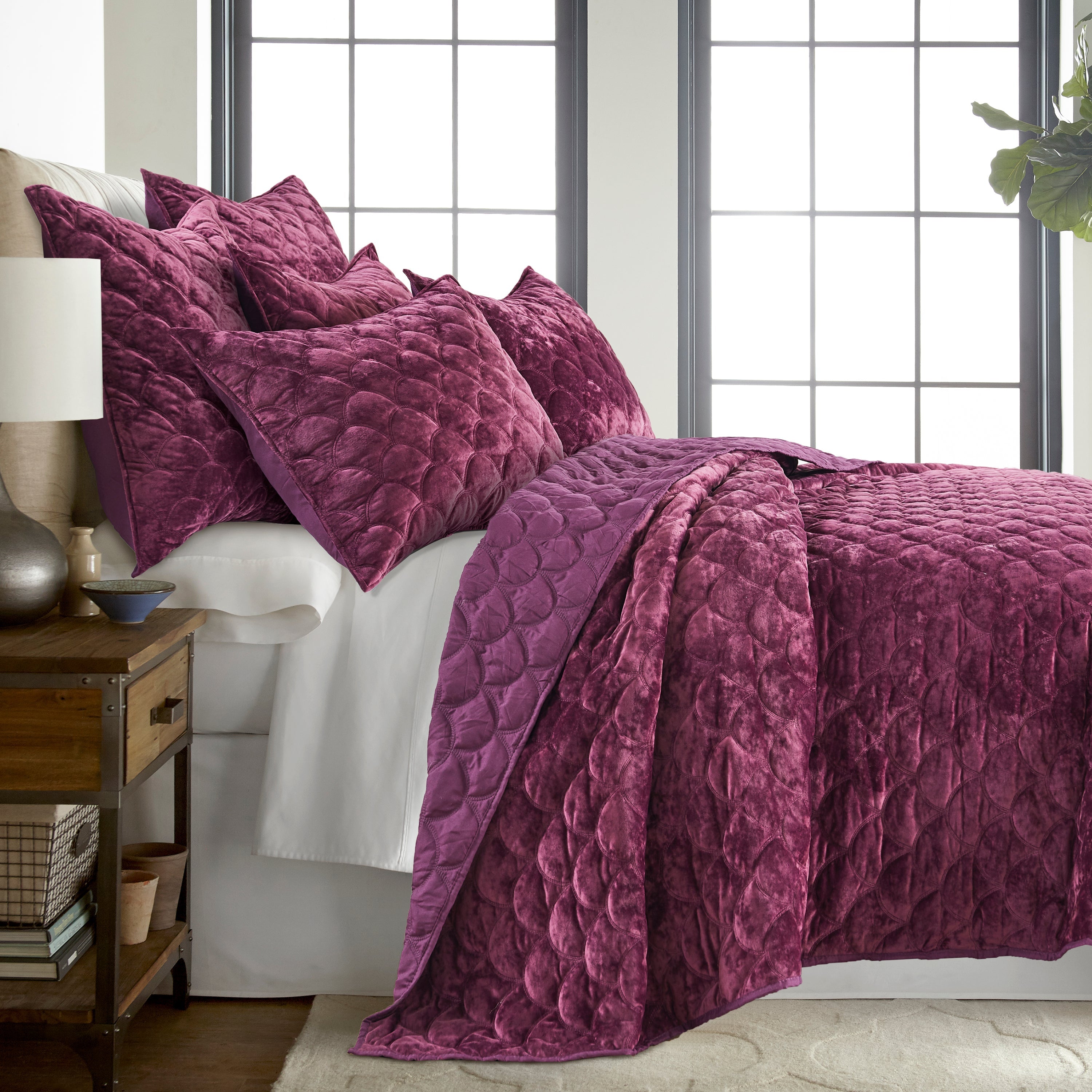  Birch Hill By Levtex Ellora Plum Velvet Quilt - Plum - Bonton