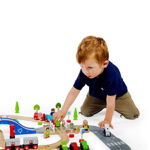City Road and Railway Set by Bigjigs Toys US