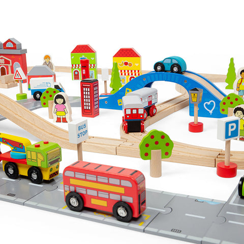 City Road and Railway Set by Bigjigs Toys US