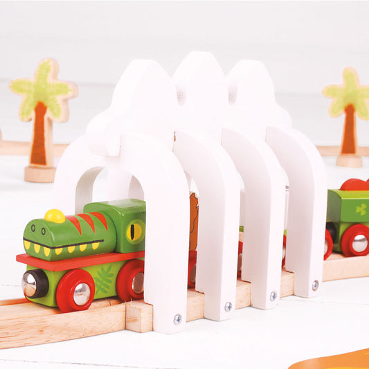 Dinosaur Railway Engine and Carriages by Bigjigs Toys US