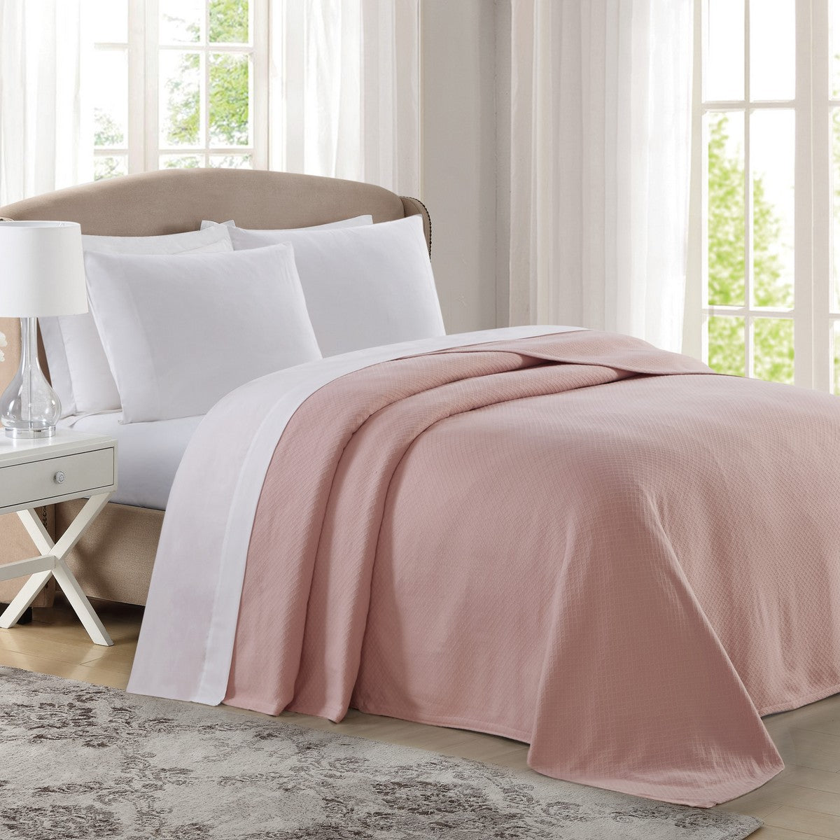  Charisma Deluxe Woven Blanket Blush Pink - Blush Pink - Bonton