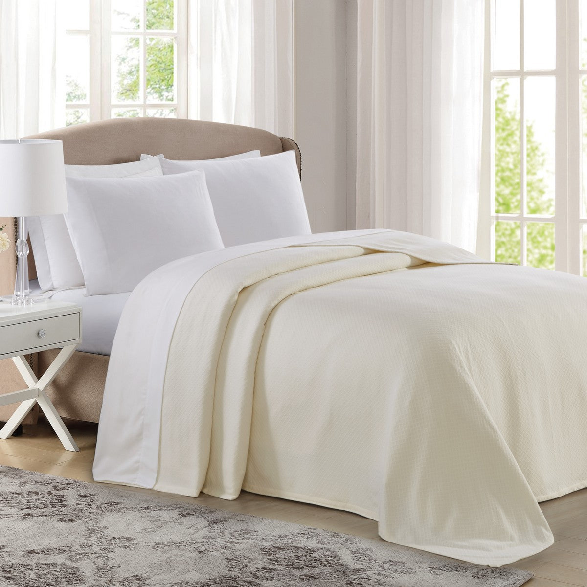  Charisma Deluxe Woven Blanket Ivory - Ivory - Bonton