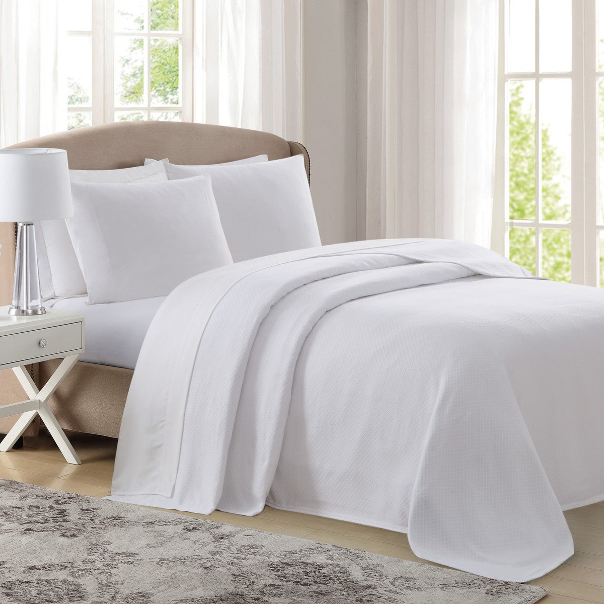  Charisma Deluxe Woven Blanket White - White - Bonton