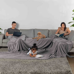 Velvet Plush Family Blanket Grey