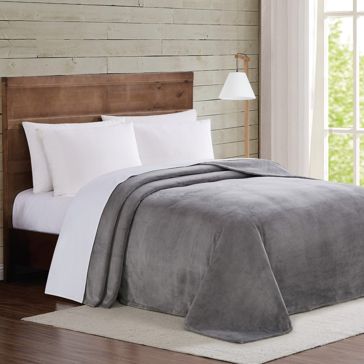  Truly Soft Velvet Plush Blanket - Grey - Bonton