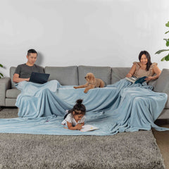 Velvet Plush Family Blanket Light Blue