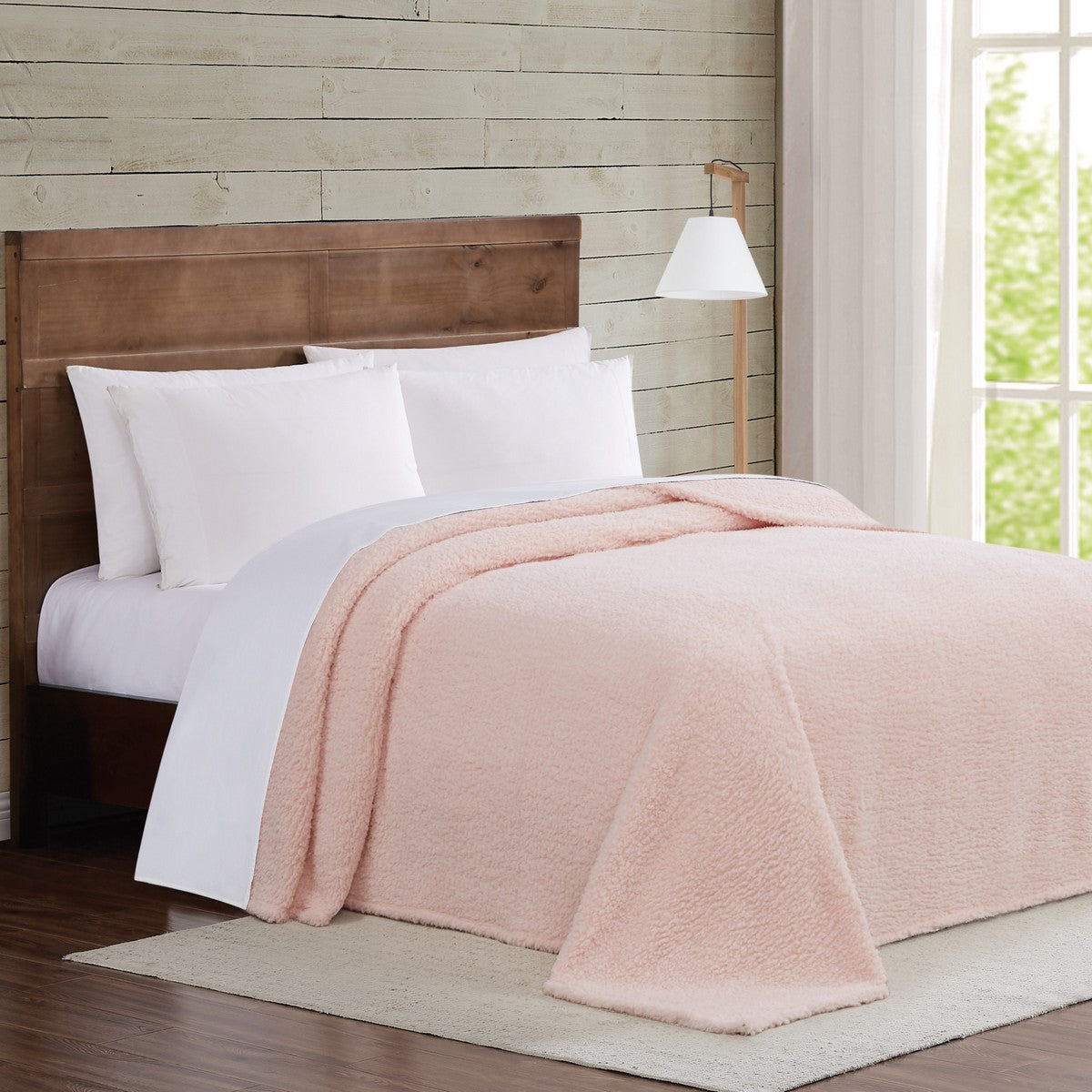  Brooklyn Loom Marshmallow Sherpa Throw Blanket Blush - Blush - Bonton