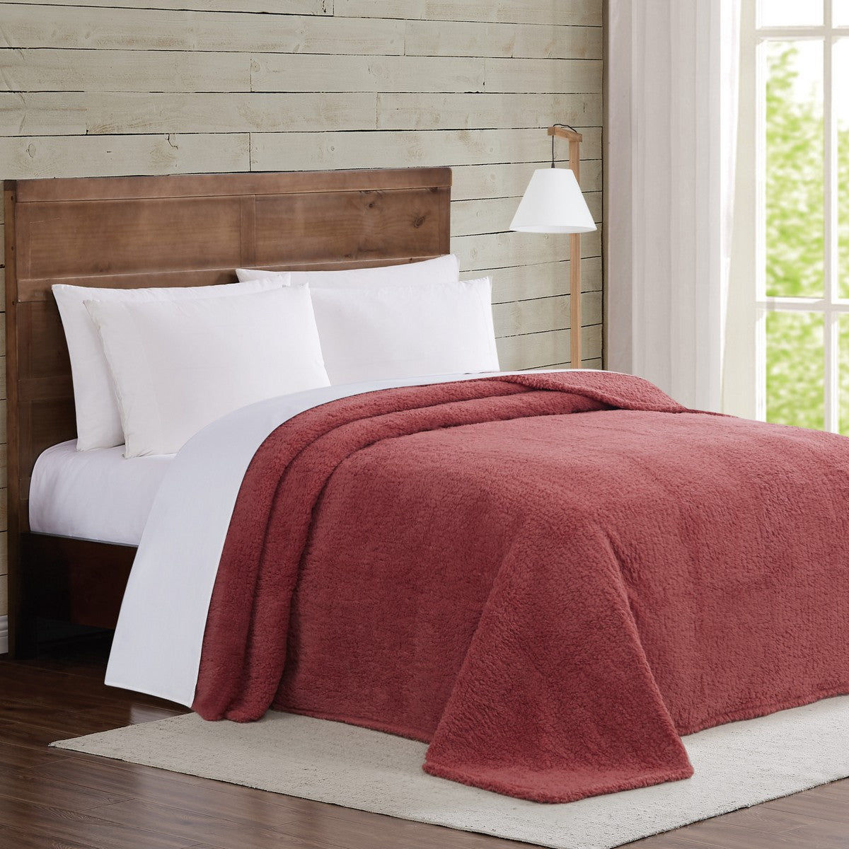  Brooklyn Loom Marshmallow Sherpa Throw Blanket Dusty Rose - Dusty Rose - Bonton