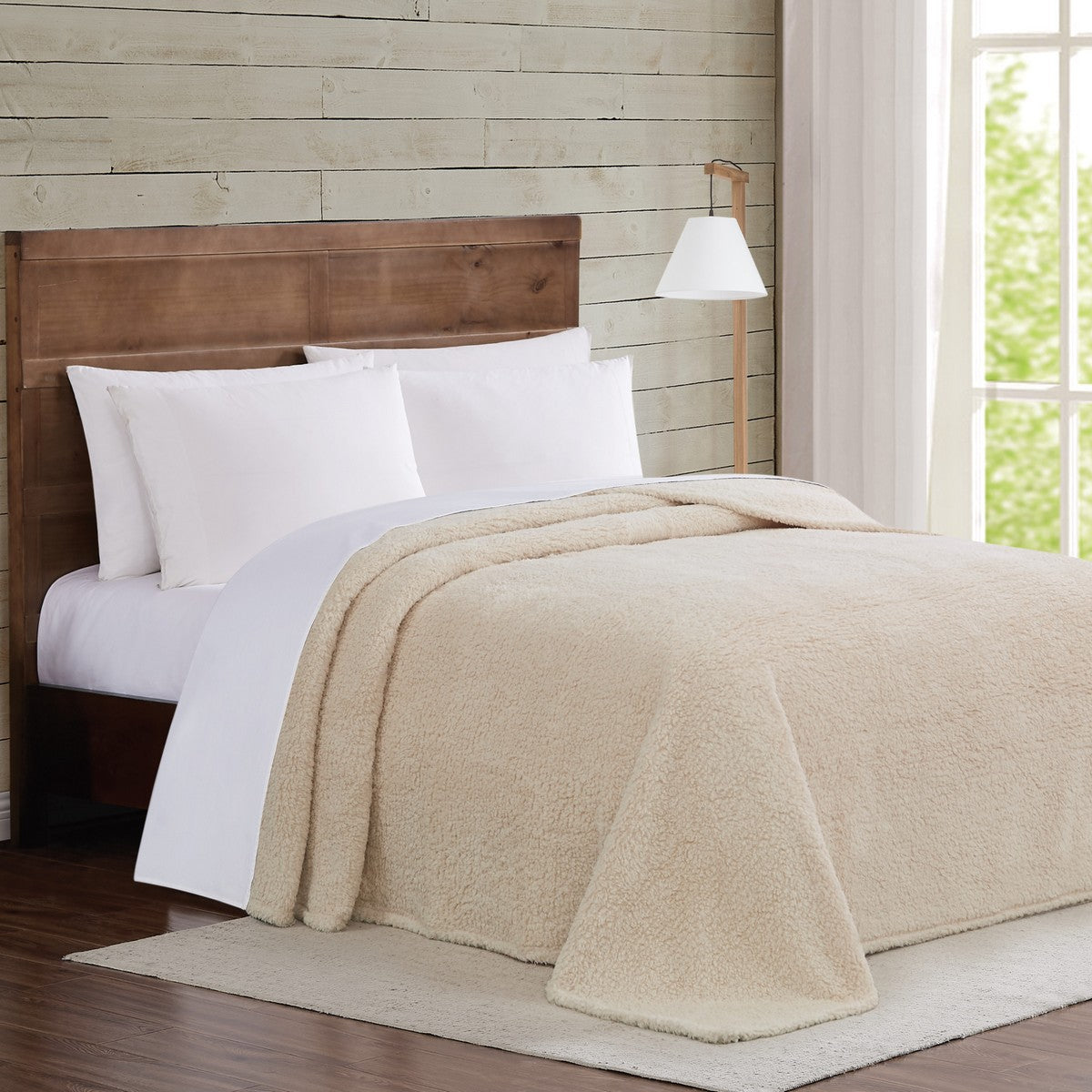  Brooklyn Loom Marshmallow Sherpa Throw Blanket Ivory - Ivory - Bonton