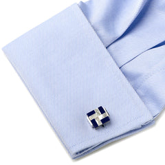 Mother of Pearl and Lapis Blue Windmill Square Cufflinks