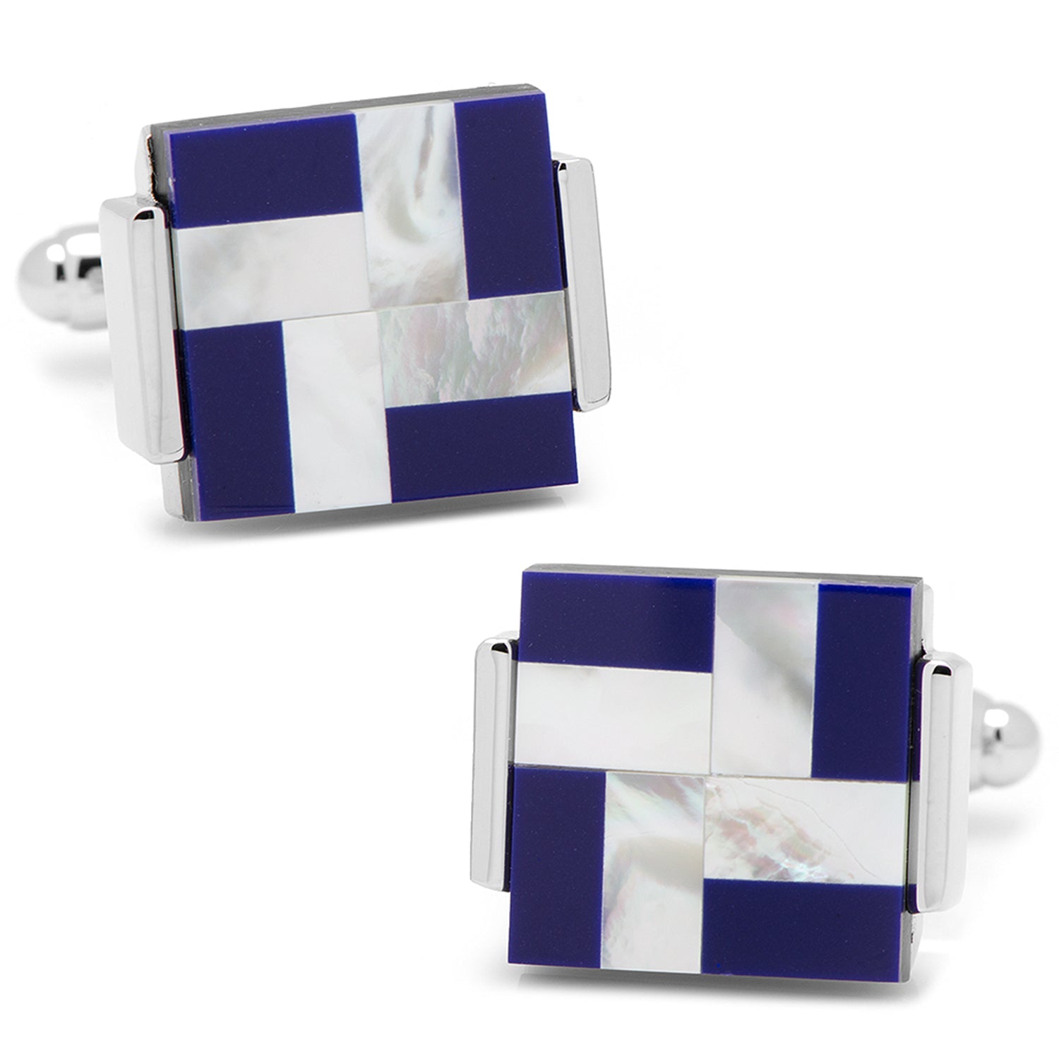  Cufflinks Mother of Pearl and Lapis Blue Windmill Square Cufflinks - Default Title - Bonton