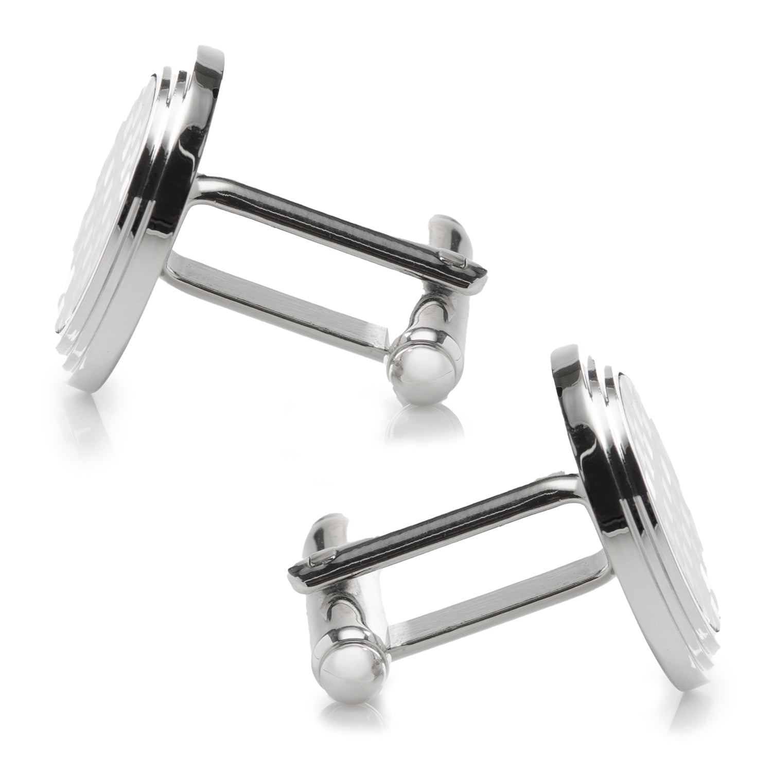  Cufflinks Onyx and Mother of Pearl Checker Step Cufflinks - Default Title - Bonton