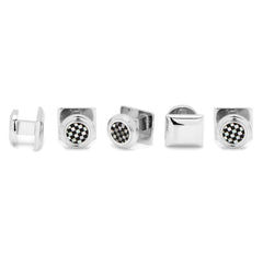 Onyx and Mother of Pearl Checker 5-Stud Set