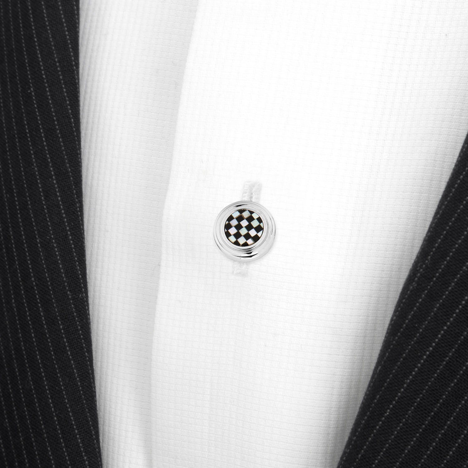  Cufflinks Onyx and Mother of Pearl Checker Step 5-Studs - Default Title - Bonton