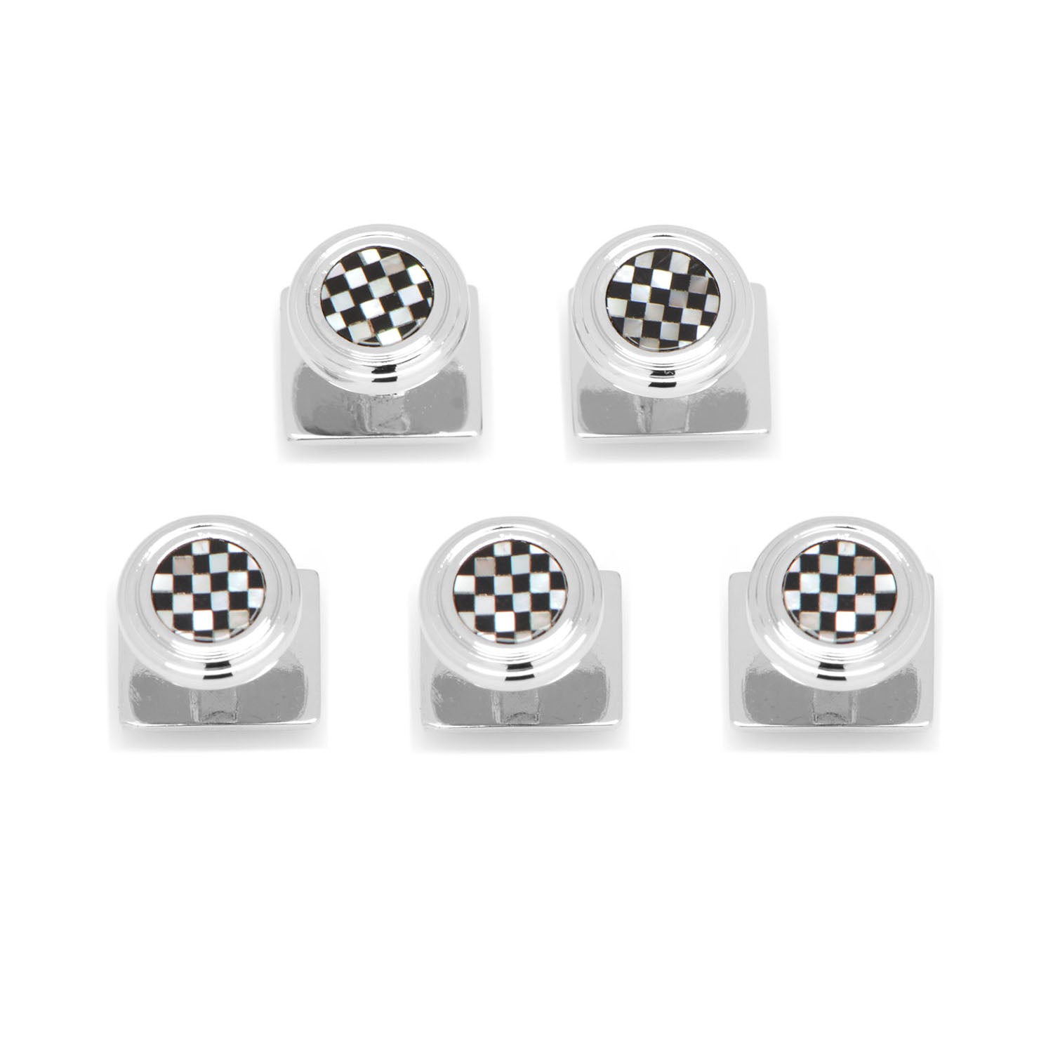  Cufflinks Onyx and Mother of Pearl Checker Step 5-Studs - Default Title - Bonton