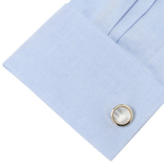 Double Sided Gold Mother of Pearl Round Beveled 5-Stud Set