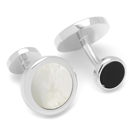 Double Sided Mother of Pearl Round Beveled Cufflinks