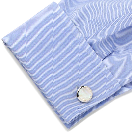 Double Sided Mother of Pearl Round Beveled Cufflinks