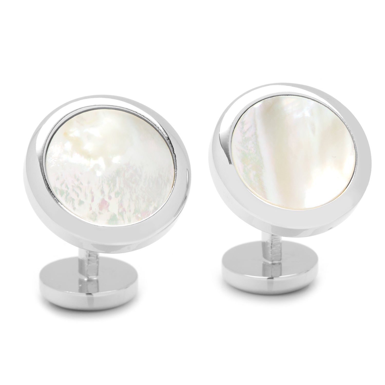  Cufflinks Double Sided Mother of Pearl Round Beveled 5-Stud Set - Default Title - Bonton