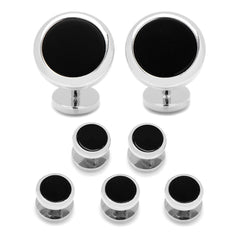 Double Sided Onyx Round Beveled 5-Stud Set