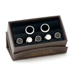 Double Sided Onyx Round Beveled 5-Stud Set