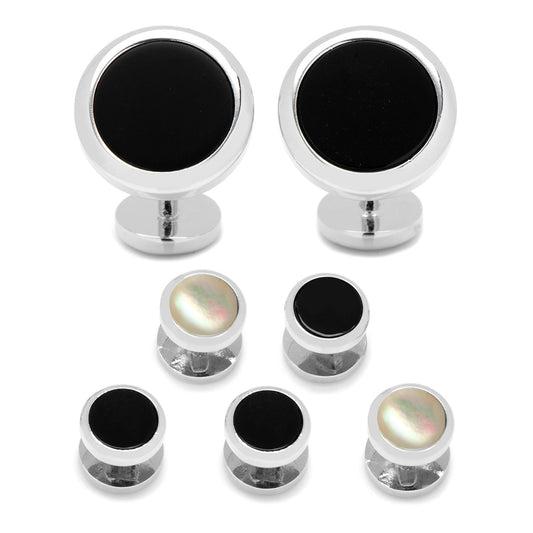 Double Sided Onyx Round Beveled 5-Stud Set