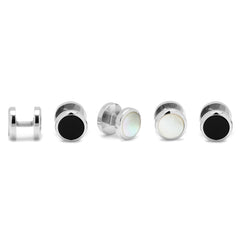 Double Sided Onyx and Mother of Pearl Round Beveled 5-Studs