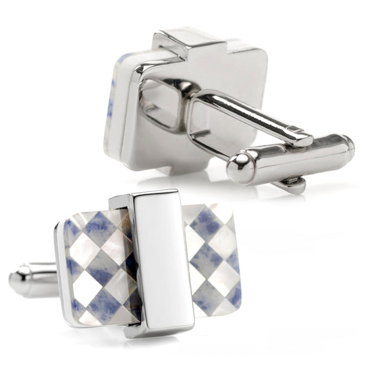 Checkered Cut Mother of Pearl Cufflinks