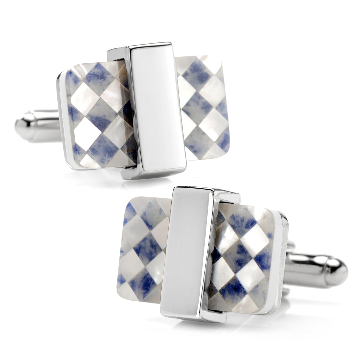  Cufflinks Checkered Cut Mother of Pearl Cufflinks - Default Title - Bonton