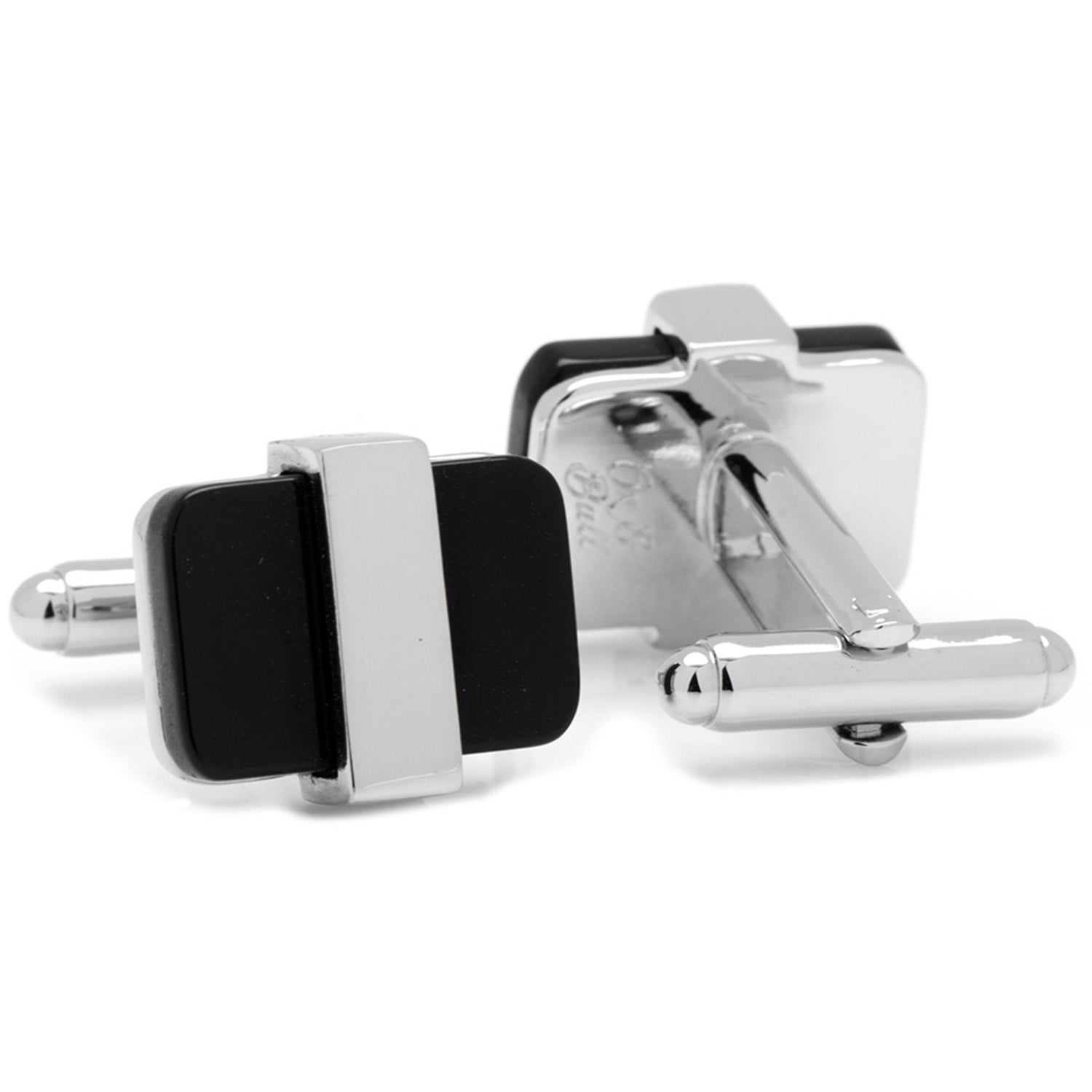  Cufflinks Silver Wrapped Onyx Cufflinks - Default Title - Bonton