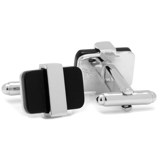 Silver Wrapped Onyx Cufflinks