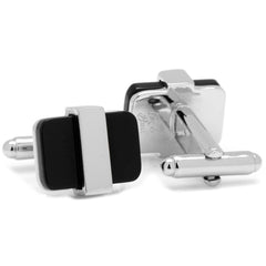 Silver Wrapped Onyx Cufflinks