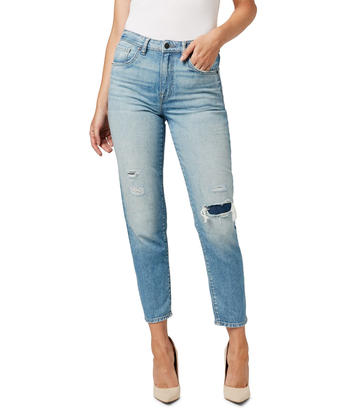  Buffalo David Bitton Margot Faded and Worn Mom Jeans Indigo - Indigo - Bonton