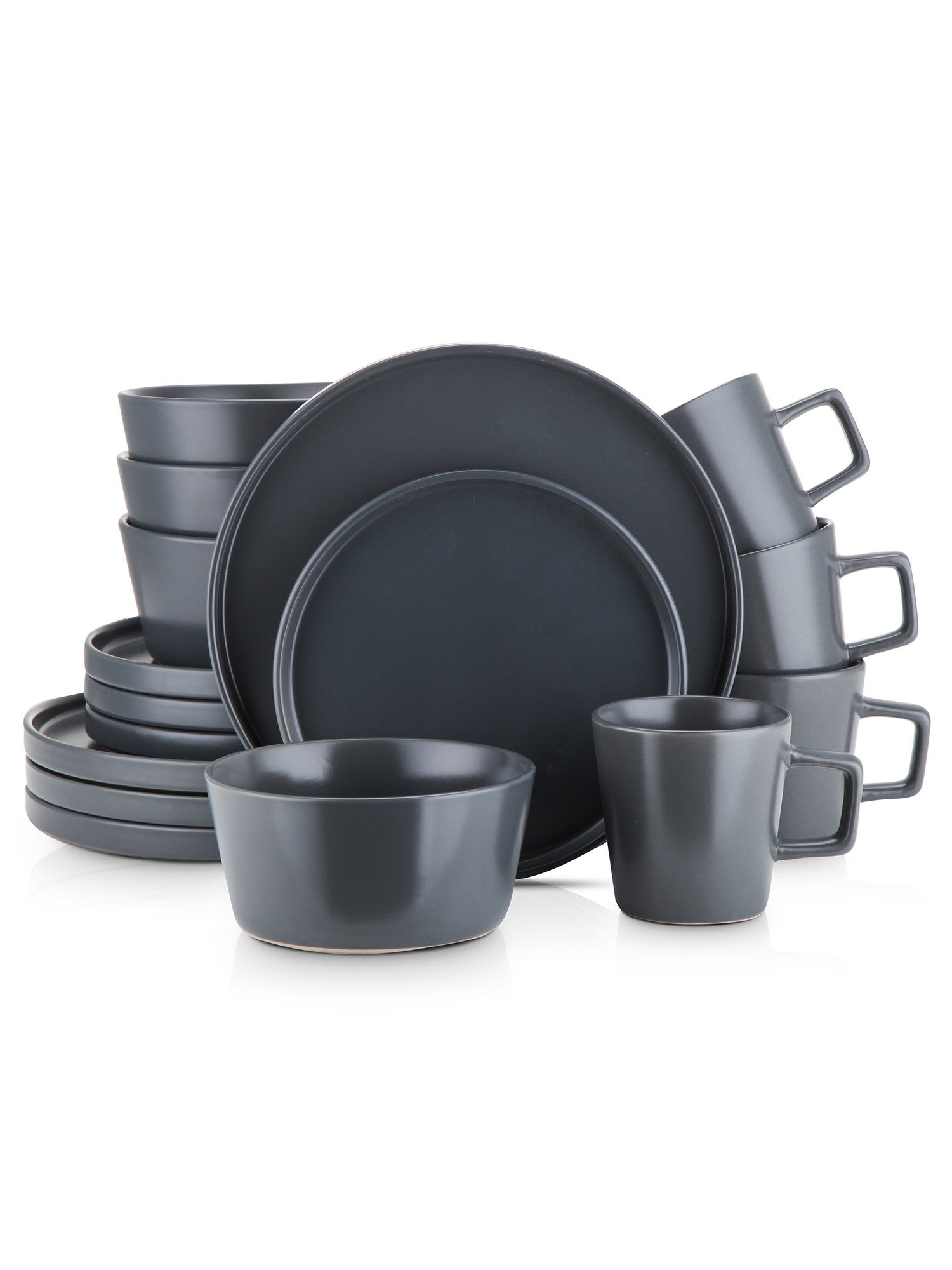  Stone + Lain Celina 16-Piece Dinnerware Set Stoneware - Gray Matte - Bonton