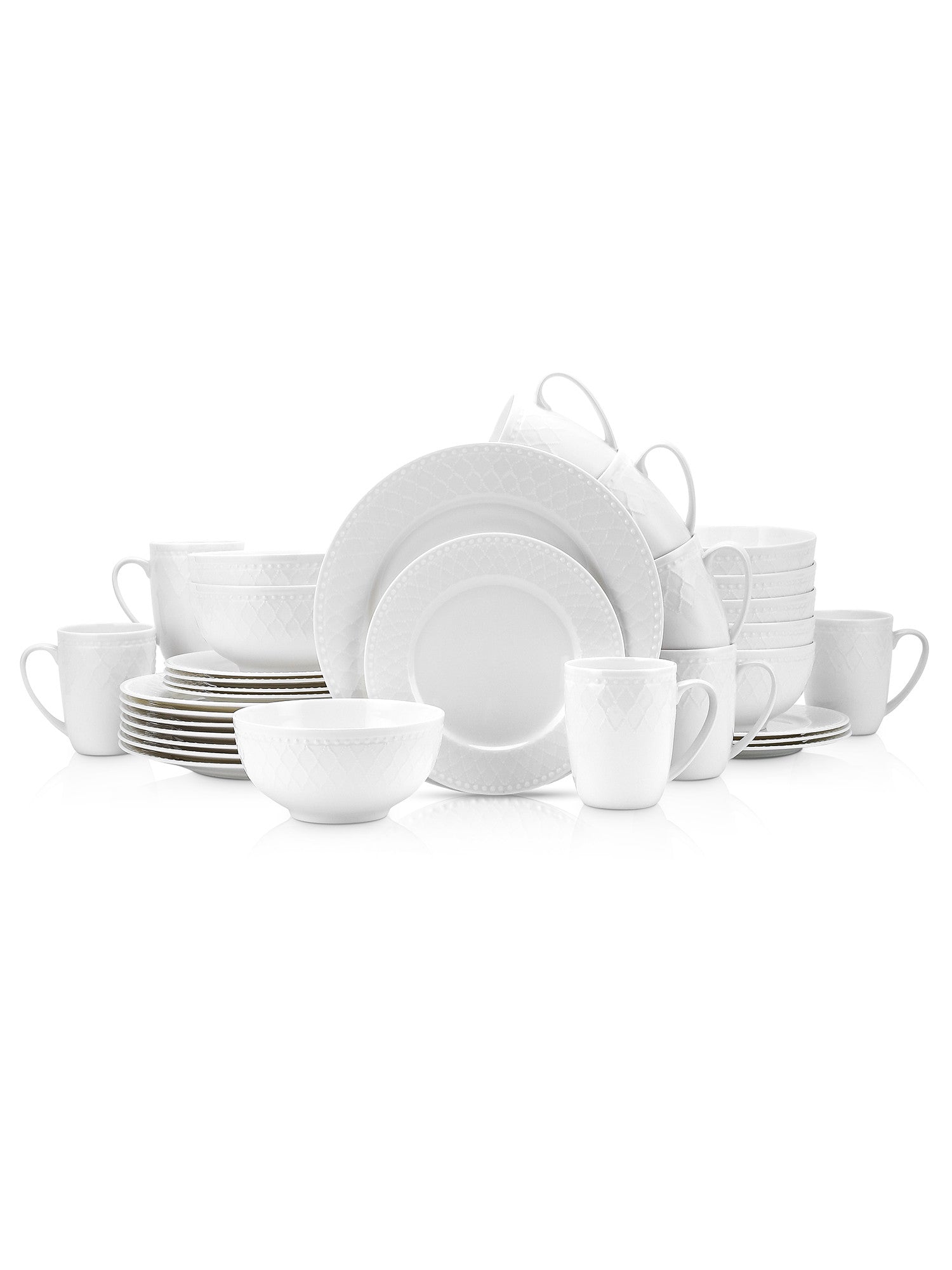  Stone + Lain Alexandria 32-Piece Dinnerware Set Bone China - White - Bonton