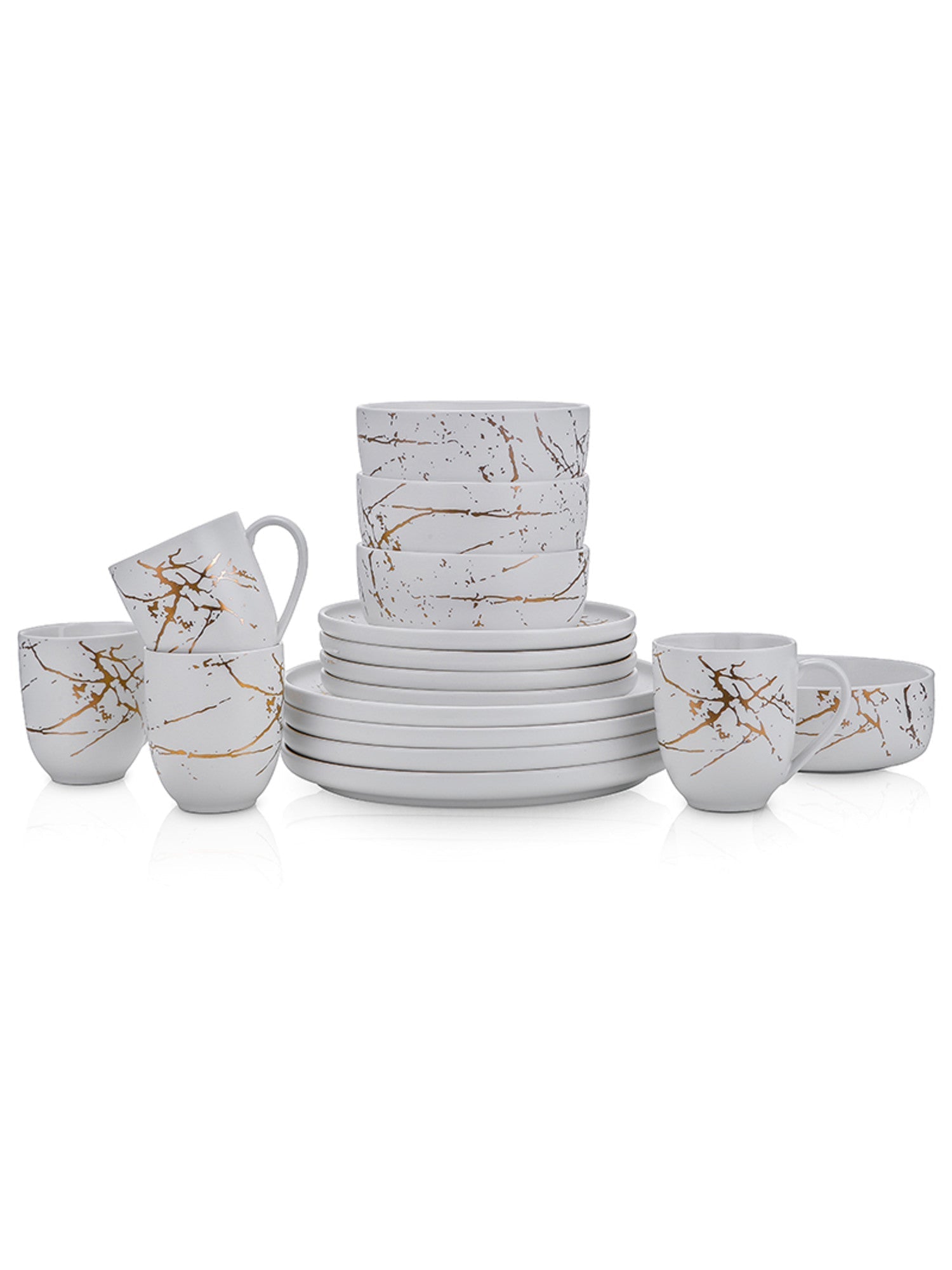  Stone + Lain Zora 16-Piece Dinnerware Set Porcelain - Black - Bonton