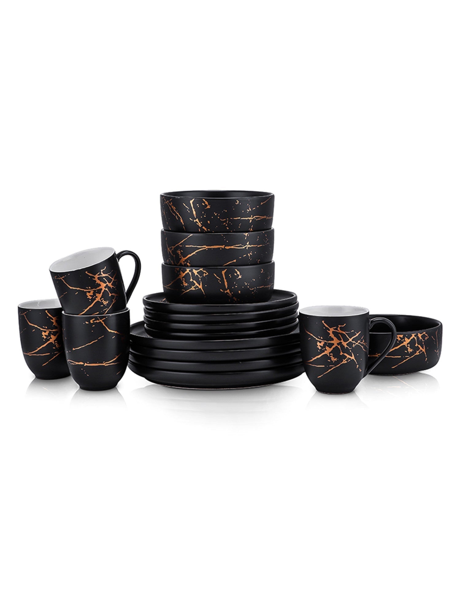  Stone + Lain Zora 16-Piece Dinnerware Set Porcelain - Black - Bonton