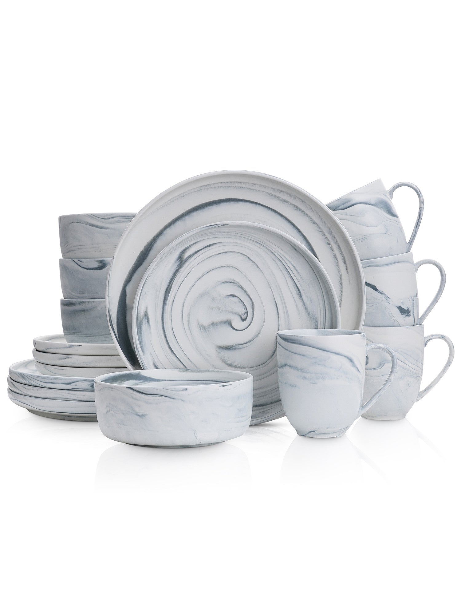  Stone + Lain Brighton 16-Piece Dinnerware Set Porcelain - Gray - Bonton