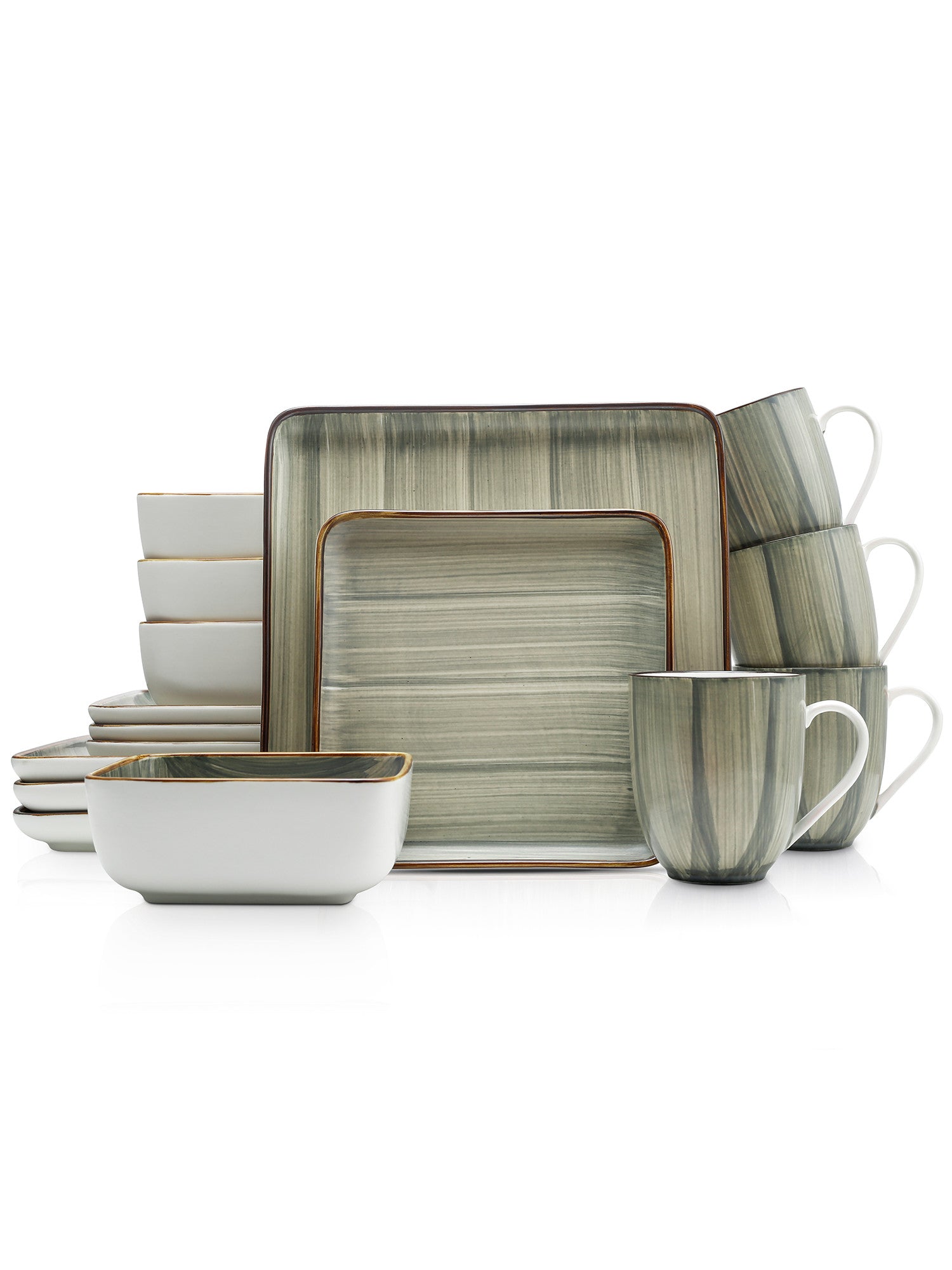  Stone + Lain Esmeralda 16-Piece Dinnerware Set Porcelain - Light Green - Bonton