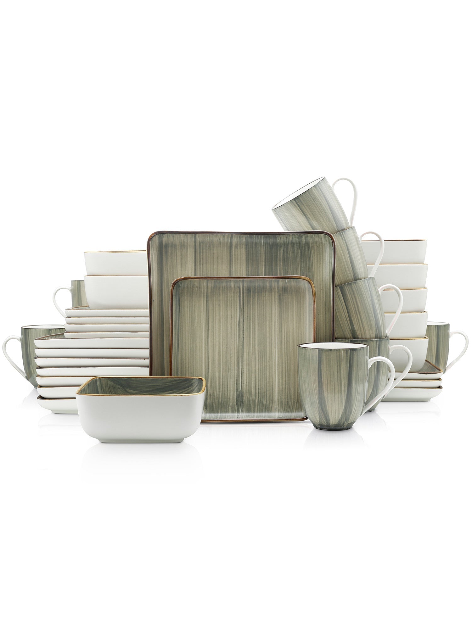  Stone + Lain Esmeralda 32-Piece Dinnerware Set Porcelain - Gray - Bonton