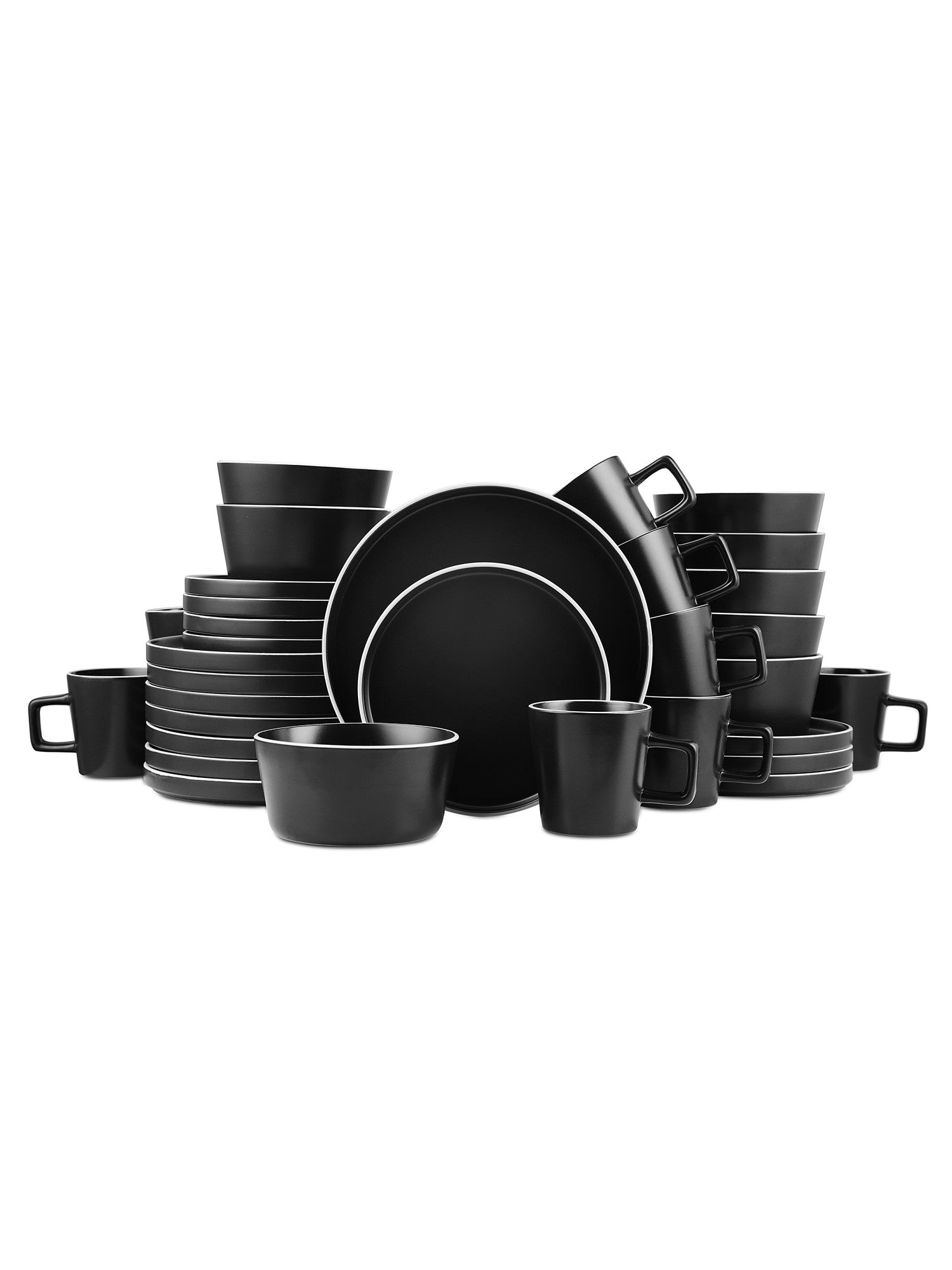  Stone + Lain Allison 32-Piece Dinnerware Set Stoneware - Black Matte - Bonton