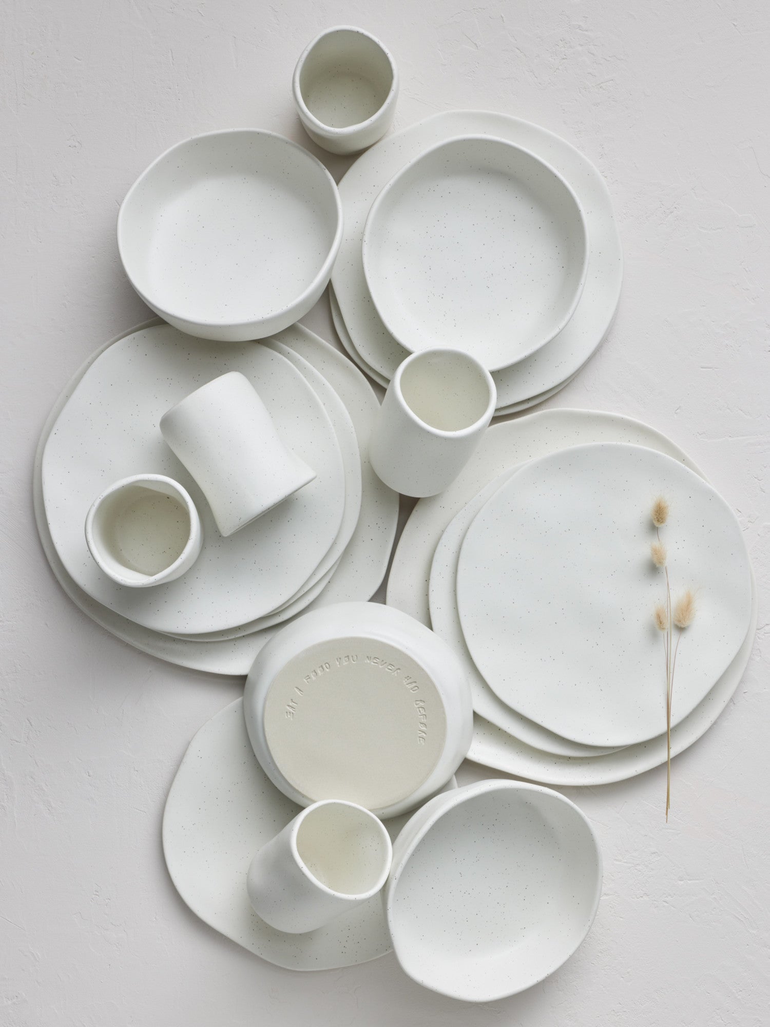  Stone + Lain Hekonda Debossed 16-Piece Dinnerware Set Stoneware - White Speckled - Bonton